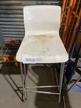 White Poly Counter Height Bar Stools! 4 X  Your Bid! 