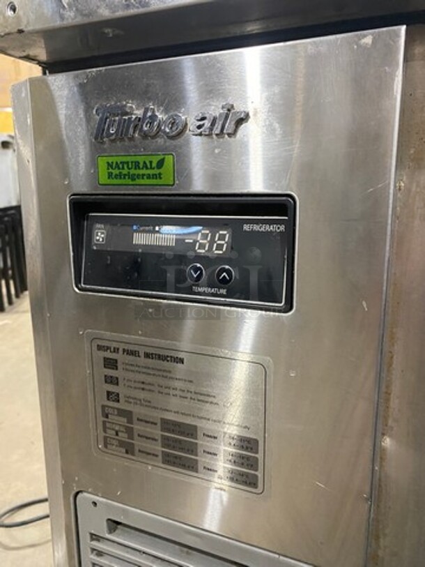 Turbo Air Commercial Single Door Lowboy/ Worktop Cooler! All Stainless Steel! On Casters! WORKING WHEN REMOVED! Model: JBT36N SN: H2JB3T0D8601 115V - Image 8 of 9
