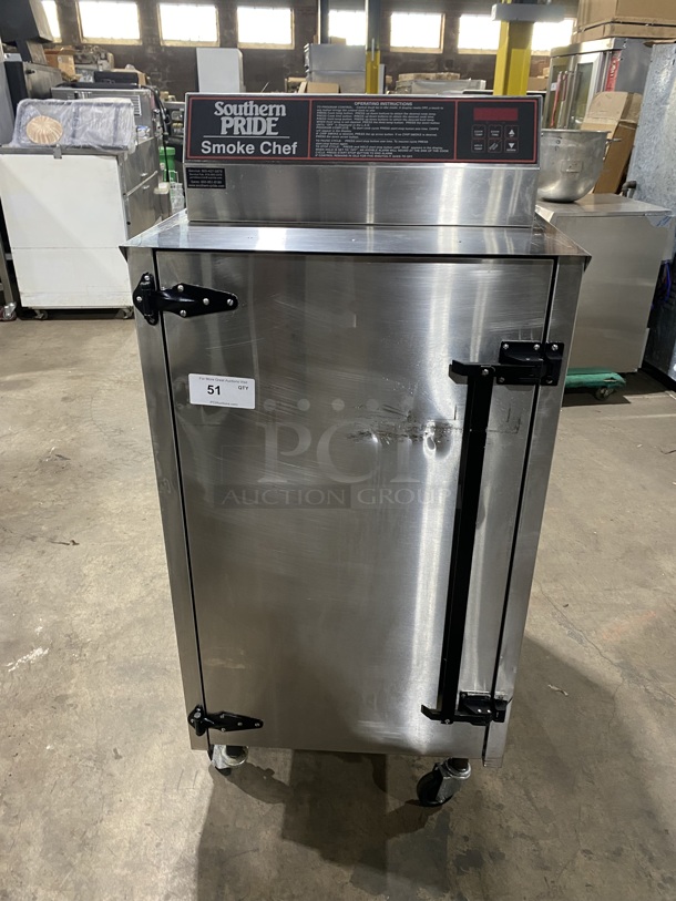 Amazing! Southern Pride SC-200 Stainless Steel Commercial Electric Powered Portable Smoker on Commercial Casters.SN:8364 208V 1PH! Working When Removed!  - Image 1 of 8