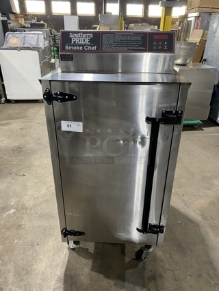 Amazing! Southern Pride SC-200 Stainless Steel Commercial Electric Powered Portable Smoker on Commercial Casters.SN:8364 208V 1PH! Working When Removed! 