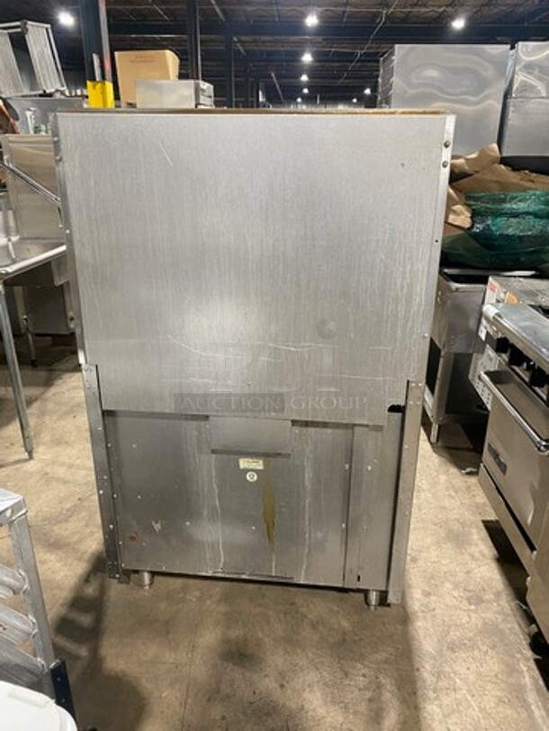 Nice! Vulcan Commercial 6 Burner Stove! With Raised Back Splash And Salamander Shelf! With Oven Underneath! Metal Oven Racks! All Stainless Steel! Model E36 Serial 485! 208/240V 1 Phase! Working When Removed! On Legs! - Image 3 of 11