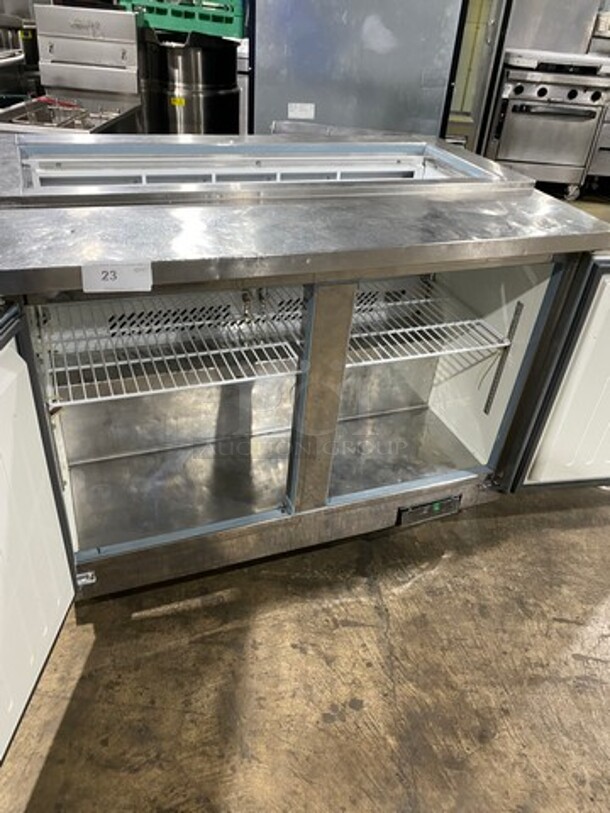Maxx Cold Commercial Refrigerated Sandwich Prep Table! With 2 Door Storage Space Underneath! Poly Coated Racks! All Stainless Steel! On Casters! Model: MXCR48S SN: 6082164 115V 60HZ 1 Phase - Image 5 of 9