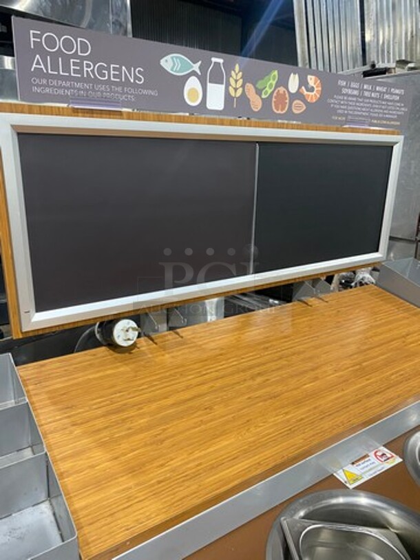 GREAT! Commercial Self-Service Waitress Station! With Announcement Chalk Board! With Dual Side Condiment Caddies! With Utensil Holders! With Assorted Size Cup Holders! Wooden Top And Stainless Steel Body! - Image 3 of 8