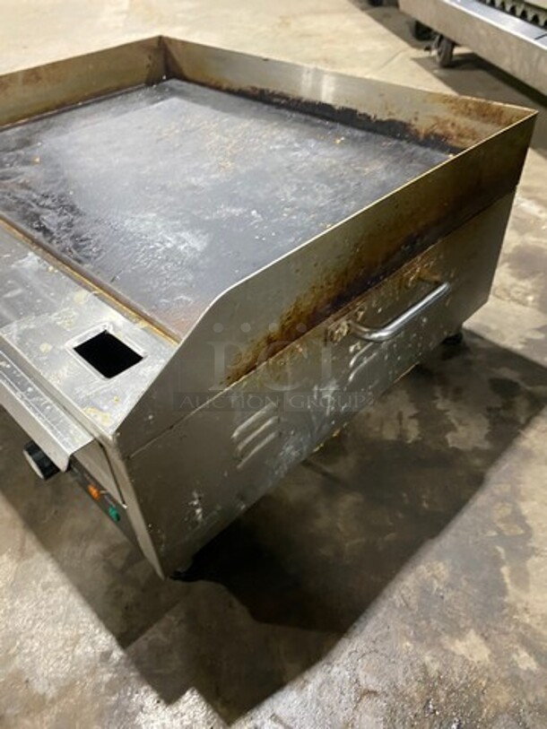 TopKitch Commercial Countertop Electric Powered Flat Top Griddle! With Back And Side Splashes! All Stainless Steel! On Small Legs! WORKING WHEN REMOVED! Model: EG24B 240V - Image 2 of 8