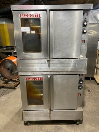 Blodgett Commercial Electric Powered Double Deck Convection Oven! With View Through And Solid Doors! Metal Oven Racks! All Stainless Steel! On Casters! 2x Your Bid Makes One Unit!