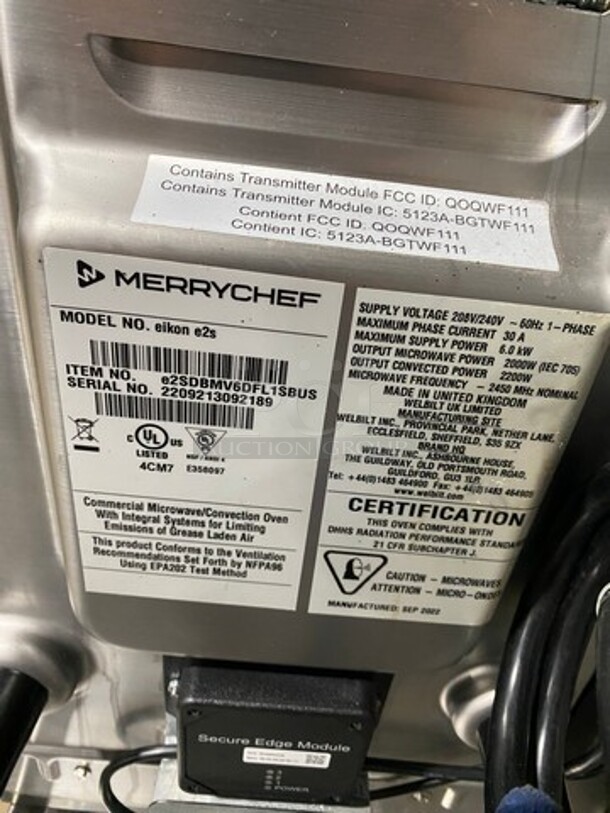 Awesome! Late Model! 2022! Merry Chef Counter Top Rapid Cook Turbo Oven! Model Eikon E2S Serial 2209213092189! 208/240V 1 Phase! On Legs! - Image 5 of 8