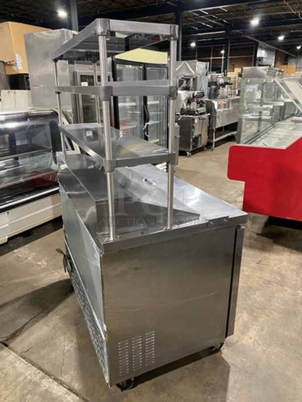 Blue Air Commercial Refrigerated Sandwich Prep Table! With 2 Door Storage Space Underneath! With Triple Over Head Shelf Storage! All Stainless Steel! On Casters! Model: BLPT48 115V 60PH 1 Phase - Image 4 of 11
