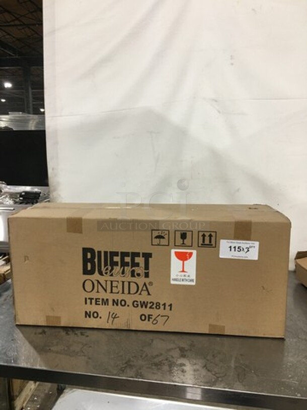 UNIQUE! NEW! IN THE BOX! Buffet Oneida 3 Piece Commercial Display Glass Platter! 3 In A Box! 1 Box Per Number! 3x Your Bid!