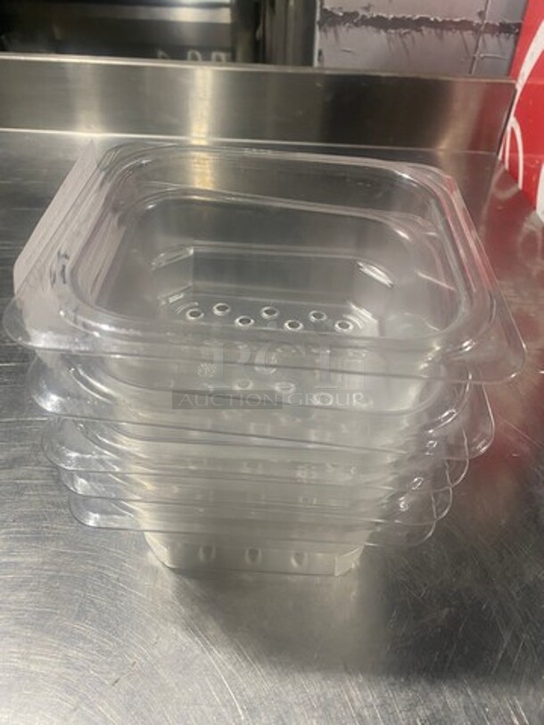 Cambro Clear Poly 1/6x4" Perforated Containers! 5x Your Bid! - Image 2 of 4