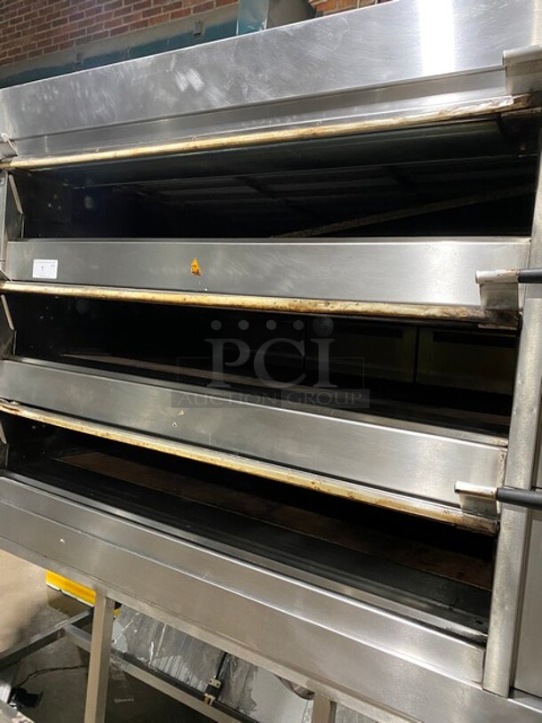 Sweet! Adamatic Mono Stainless Steel Electric Powered  3 Deck Led Glass Door-Steam Injection Baking Oven Center! MODEL FG247-J38S01 SN:100674964 FA026398 3PH! On Stand With Casters And Tray Holders!  - Image 5 of 11