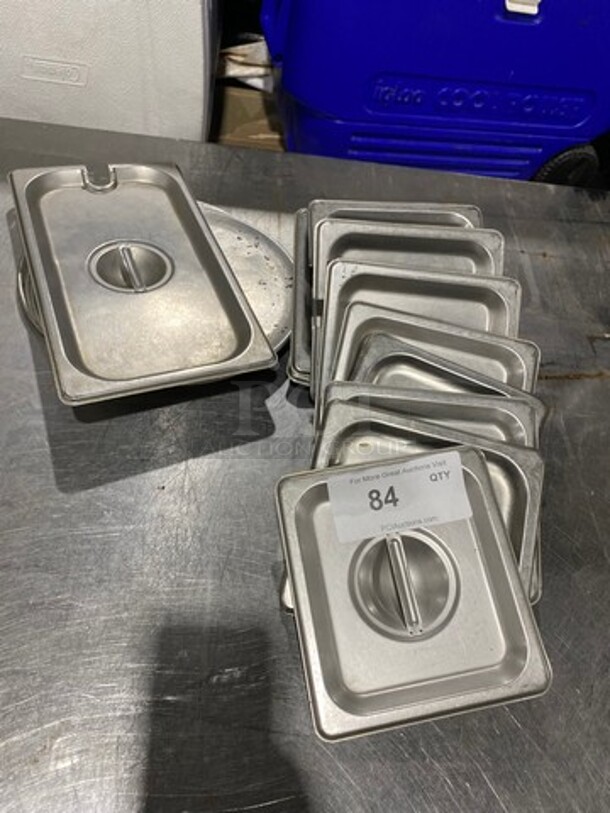 ALL ONE MONEY! Assorted Size Stainless Steel Steam Table/ Prep Table Food Pan Lids! Some May Be Slotted! - Image 1 of 3
