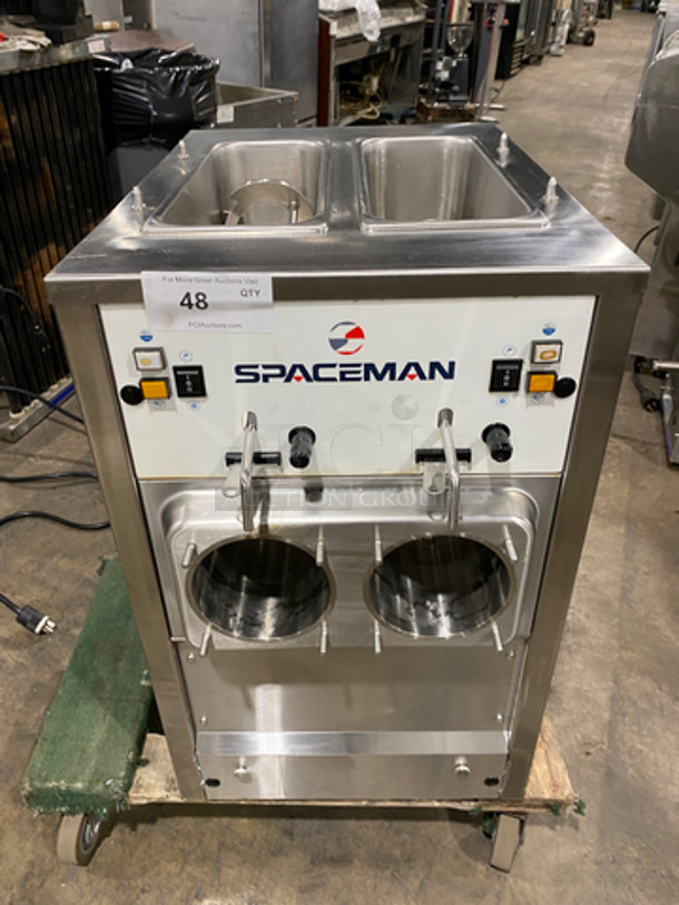 COOL! Spaceman Commercial Countertop 2 Flavor Slush/ Frozen Drink Machine! All Stainless Steel! Model: 6455 SN: 182877 110V 60HZ 1 Phase