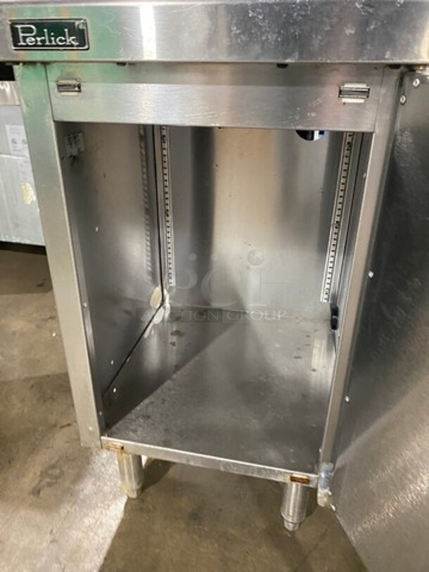 Perlick Under The Counter Drainboard! With Back Splash! With Storage Space Underneath! All Stainless Steel! On Legs! - Image 6 of 8