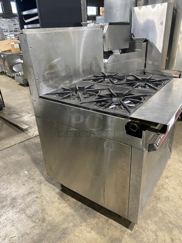 Garland Commercial Natural Gas Powered 4 Burner Stove! With Oven Underneath! With Raised Backsplash! All Stainless Steel! Model M44R Serial 130600101753! On Legs! - Image 3 of 9