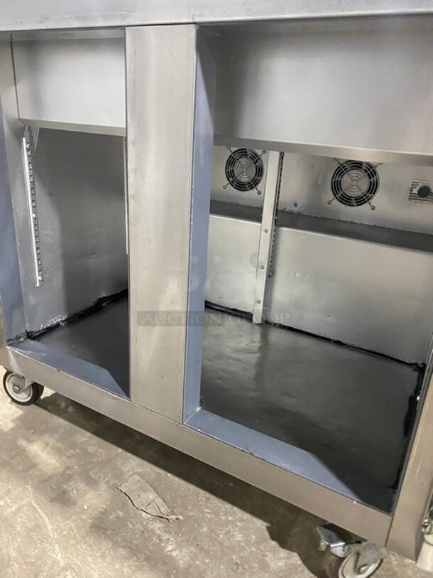 All Stainless Steel Commercial Refrigerated Sandwich Prep Table! With 2 Door Underneath Storage Space! On Casters! - Image 6 of 9