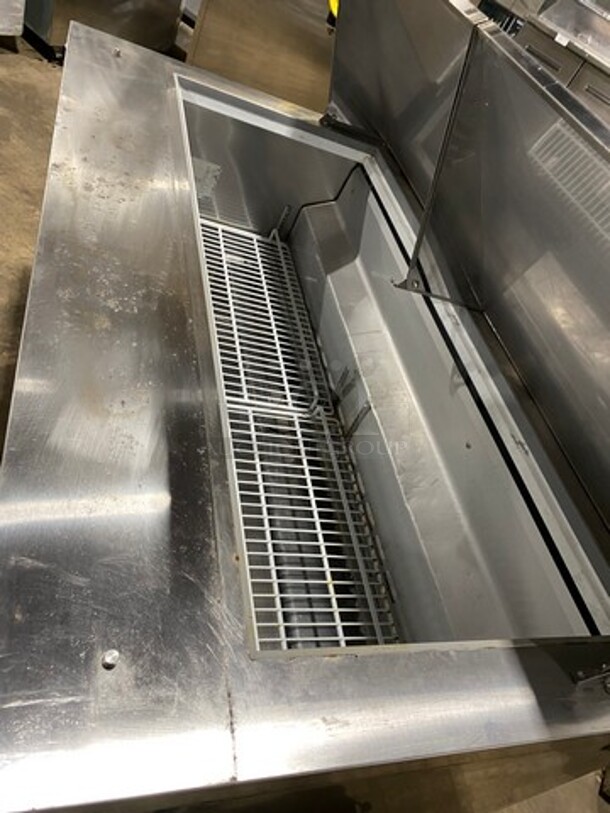 Universal Coolers Commercial Refrigerated Sandwich Prep Table! With 2 Door Storage Space Underneath! Poly Coated Racks! All Stainless Steel! On Casters! Model: SCLM260E 115V 60HZ 1 Phase - Image 8 of 9