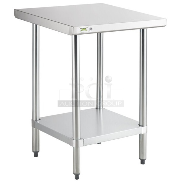 BRAND NEW SCRATCH AND DENT! Regency 600TSB3072S 30" x 72" 16-Gauge Stainless Steel Commercial Work Table with 4" Backsplash and Undershelf - Image 1 of 6