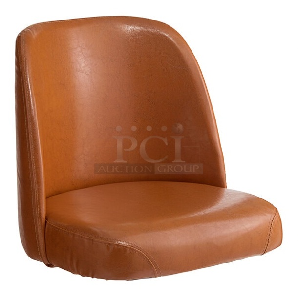 BRAND NEW SCRATCH AND DENT! 4 Lancaster Table & Seating 164BUKCUSHBR Caramel Brown Vinyl Bucket Seat