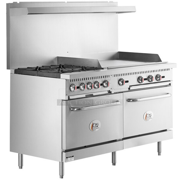 BRAND NEW SCRATCH AND DENT! Cooking Performance Group CPG 351S60G36L Stainless Steel Commercial Propane 4 Burner 60