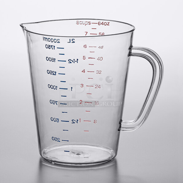 Box of 6 BRAND NEW! Carlisle 4314407 2 Qt. (8 Cups) Clear Polycarbonate Measuring Cup