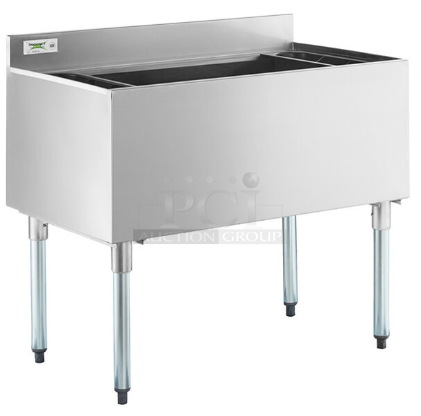 BRAND NEW SCRATCH AND DENT! Regency 600IB2136 21" x 36" Stainless Steel Underbar Ice Bin with Bottle Holders - Image 1 of 7