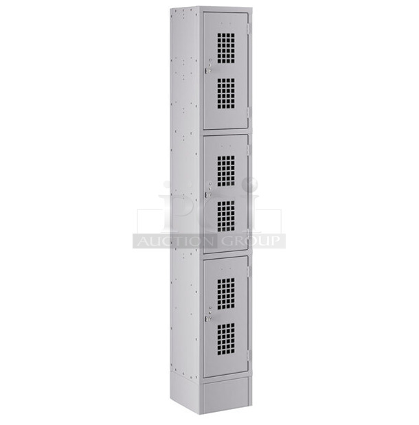 BRAND NEW SCRATCH AND DENT! Regency 600L-C13122KG Space Solutions Gray 12" x 12" x 78" Single, 3 Tier Locker - Unassembled - Image 1 of 2