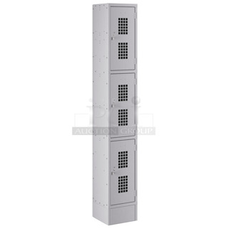 BRAND NEW SCRATCH AND DENT! Regency 600L-C13122KG Space Solutions Gray 12" x 12" x 78" Single, 3 Tier Locker - Unassembled