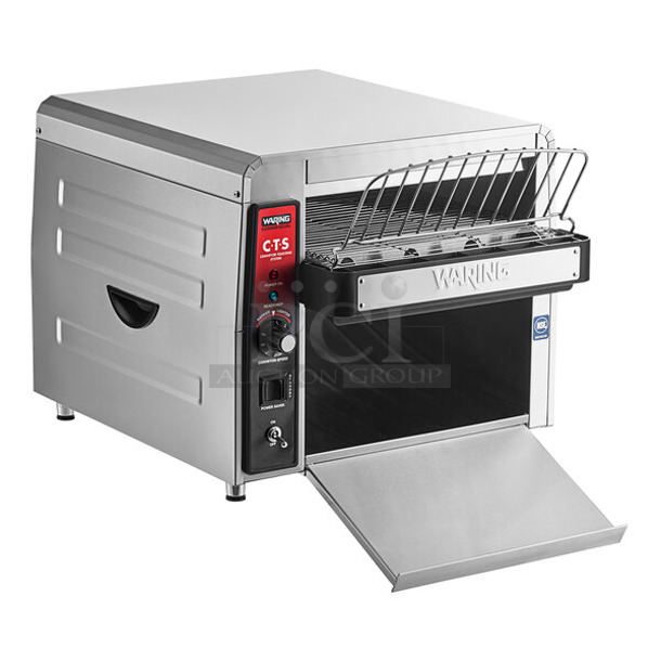 BRAND NEW SCRATCH AND DENT! Waring CTS1000 Stainless Steel Commercial Countertop Electric Powered Conveyor Toaster. 120 Volts, 1 Phase. Tested and Working! - Image 1 of 6