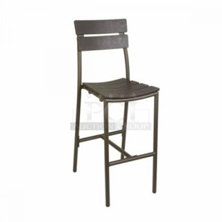 17 BRAND NEW! BFM Seating PH302BBR-BZ Bayview Barstool, Ladder Back, Synthetic Teak Wood Back & Seat, Outdoor/indoor, Powder Coated. 17 Times Your Bid!