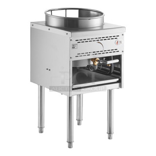 BRAND NEW SCRATCH AND DENT! Cooking Performance Group CPG 351WOKR16N Stainless Steel Commercial Countertop Natural Gas Powered Single Burner Stock Pot Range. 125,000 BTU. 