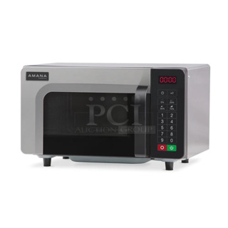 BRAND NEW SCRATCH AND DENT! 2024 Amana RMS10TSA Stainless Steel Commercial Countertop Microwave Oven. 120 Volts, 1 Phase.