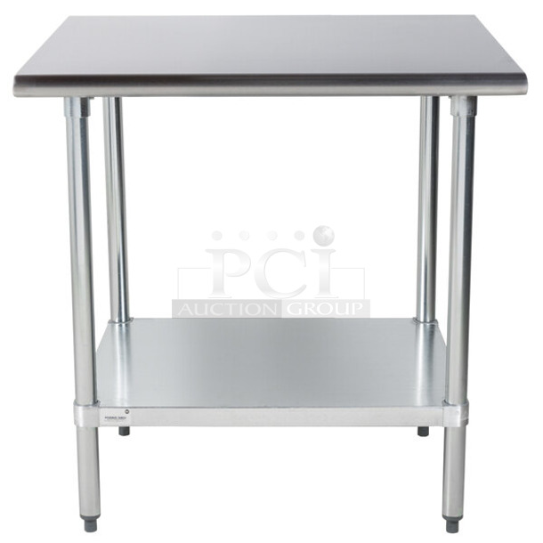 BRAND NEW SCRATCH AND DENT! Advance Tabco 109ELAG303 30" x 36" 16 Gauge Stainless Steel Work Table with Galvanized Undershelf. May Be Missing Pieces.  - Image 1 of 3