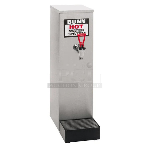 BRAND NEW SCRATCH AND DENT! 2024 Bunn HW2 02500.0001 Stainless Steel Commercial Countertop 2 Gallon Stainless Steel Hot Water Dispenser 200 Degrees Fahrenheit. Does Not Have Drip Tray. 120 Volts, 1 Phase.  - Image 1 of 8