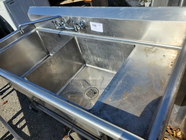 Stainless Steel 2 Compartment Sink W/ Faucet!! 54X26X35 - Image 4 of 8