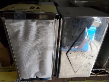 ALL ONE MONEY Lot of 2 Tall Fold Napkin Dispenser - Steel!