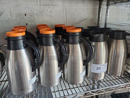 64oz Stainless Steel Vacuum Insulated Carafe with Orange Brew (Missing some lids) BIDX17