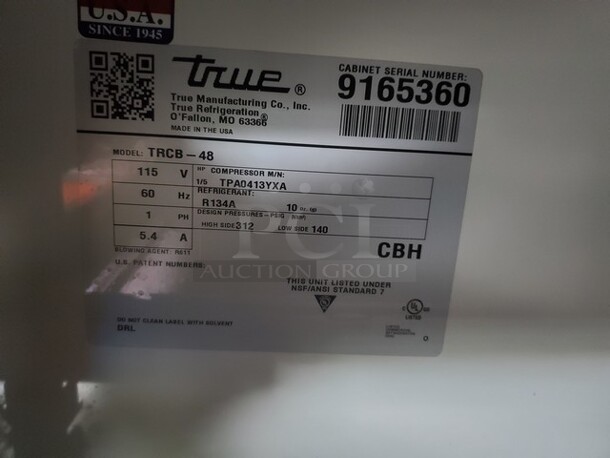 True TRCB-48 48 3/8" Refrigerated Chef Base with 2 Drawers, On casters, Tested & Working!

 - Image 4 of 5