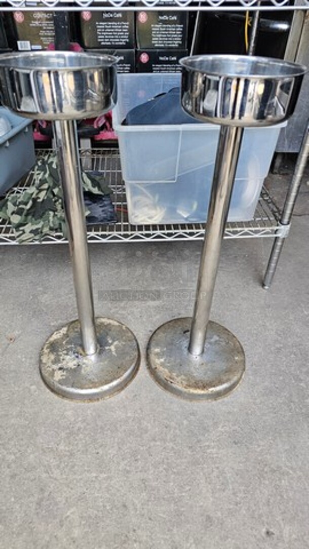  Lot of 2 Stainless Steel Ash Tray Stands - Image 1 of 3