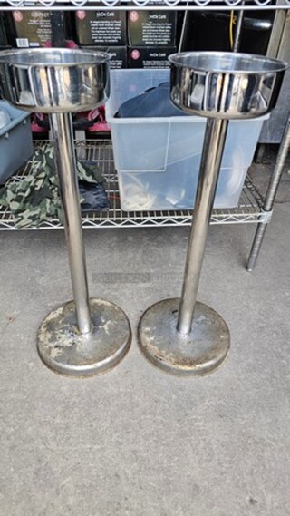  Lot of 2 Stainless Steel Ash Tray Stands