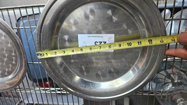 Lot of 7 Round Stainless Steel Trays - Image 2 of 3