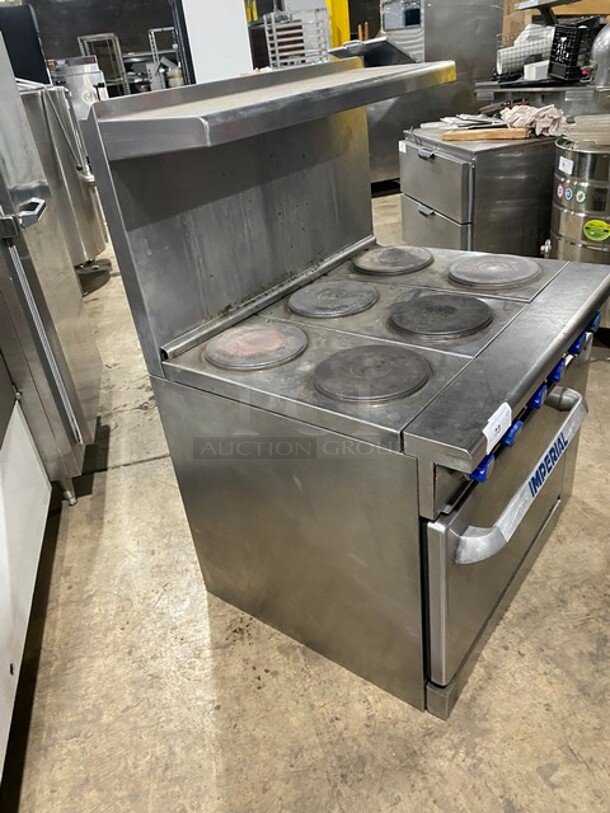 Sweet! Imperial Electric Powered 6Burner Hot Plate Range w/ Oven and Raised Back Splash! Stainless Steel! 
 - Image 2 of 9