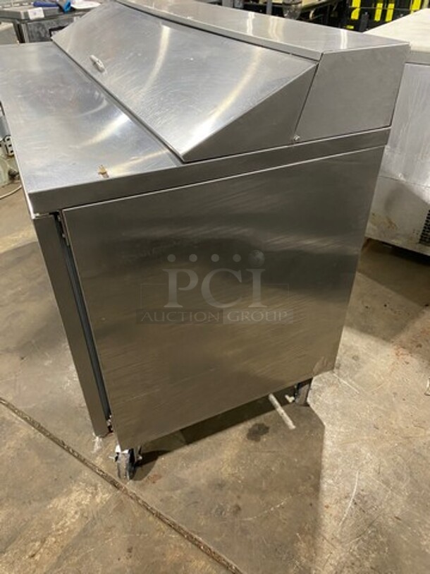 Beverage Air Commercial Refrigerated Mega Top Sandwich Prep Table! With 2 Door Storage Space Underneath! Poly Coated Racks! All Stainless Steel! On Casters! Model: SPE6016 SN: 10904853 115V 60HZ 1 Phase - Image 2 of 9