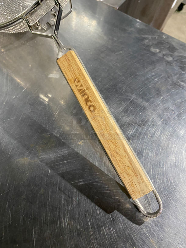NEW! Winco 10.5" Round Metal Double Mesh Strainers! With Wooden Handle! 3x Your Bid! - Image 6 of 6