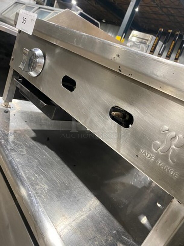 Jade Range Commercial Countertop Natural Gas Powered Flat Top Griddle! With Back And Side Splashes! All Stainless Steel! On Small Legs! - Image 6 of 8