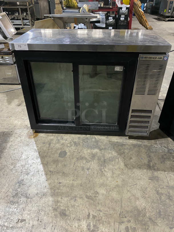Beverage Air Commercial 2 Door Back Bar Cooler! With View Through Doors! With Poly Coated Racks! All Stainless Steel! Model: BB48GSY1S27LED SN: 11507923 115V 60HZ 1 Phase