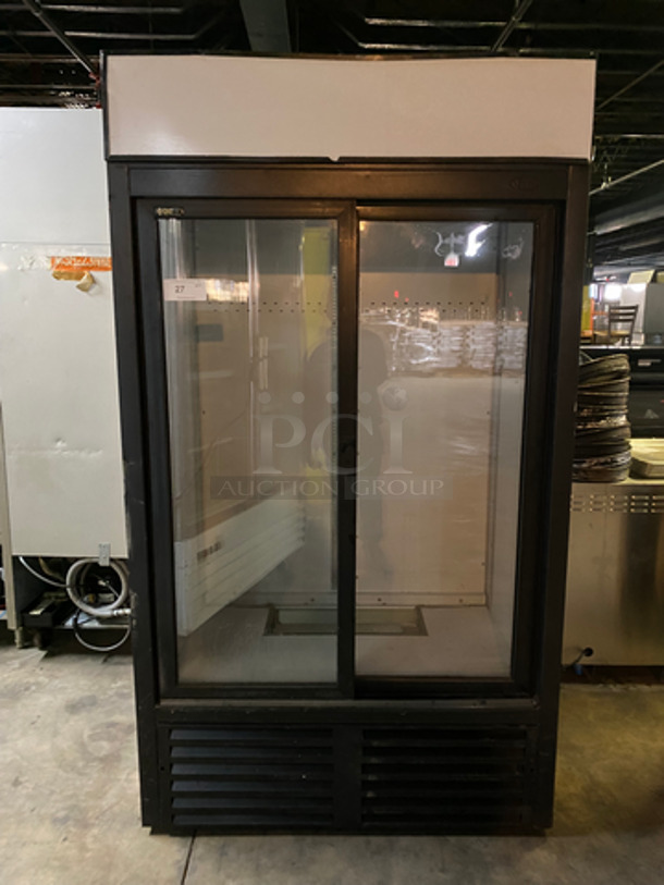 QBD Commercial 2 Door Cooler Merchandiser! With View Through Doors! Model: CD38 SN: 1DW091204123914 115V 60HZ 1 Phase