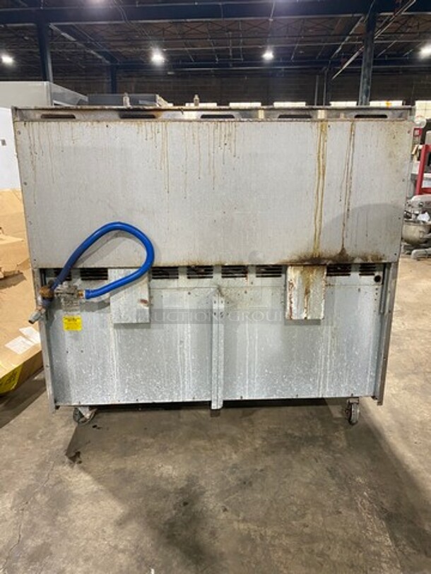 American Range Commercial Natural Gas Powered 10 Burner Stove! With Raised Back Splash And Salamander Shelf! With 2 Full Size Oven Underneath! Metal Oven Racks! All Stainless Steel! On Casters! - Image 3 of 12