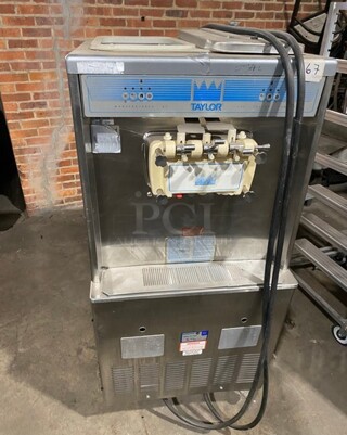 Taylor Commercial Floor Style 2 Flavor Soft Serve Ice Cream Machine! All Stainless Steel! On Casters! Model: Y75433 SN: J2076476 208/230V 60HZ 3 Phase