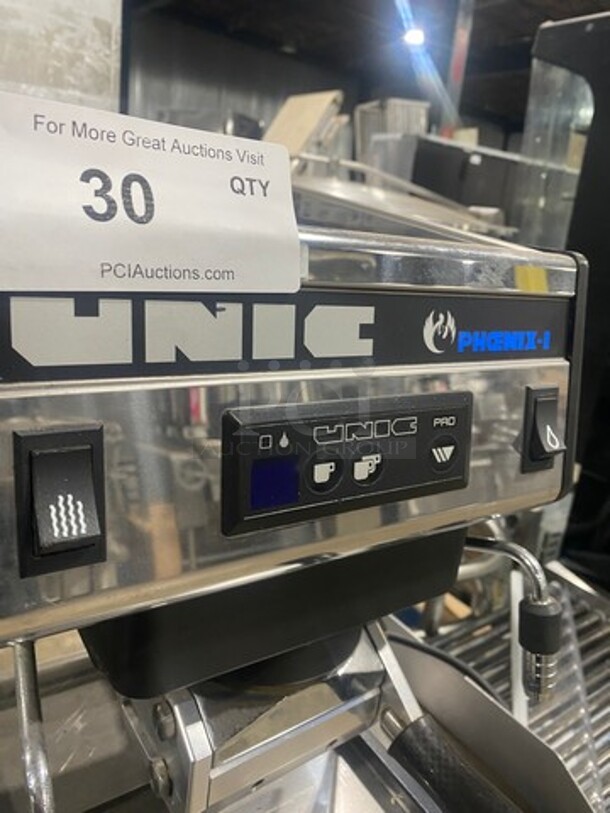 Unic Commercial Countertop Single Group Espresso Machine! Stainless Steel Body! On Legs! Model: PHOENIXI SN: 10450142 110V 60HZ 1 Phase - Image 5 of 10