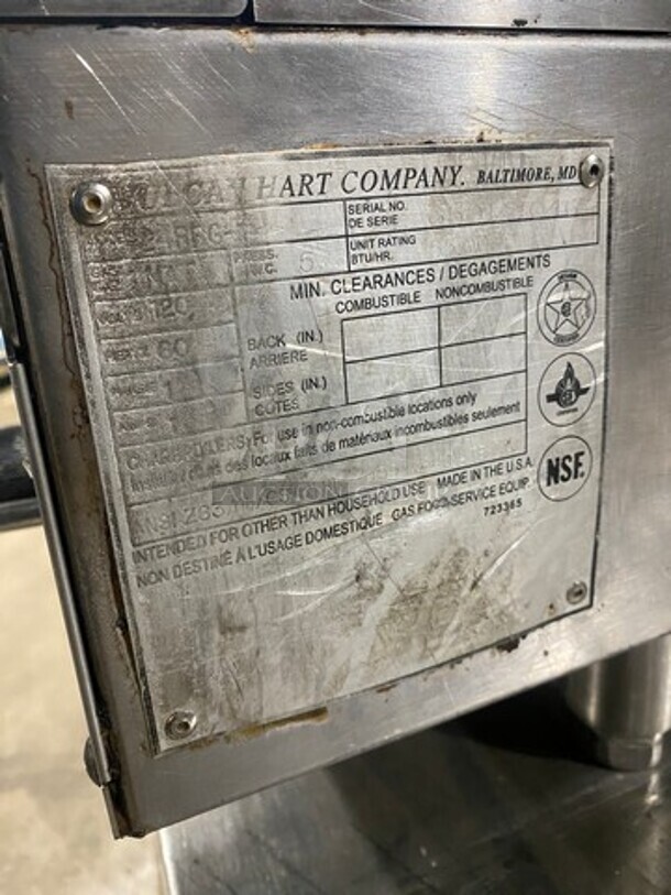 Vulcan Commercial Countertop Natural Gas Powered Flat Top Griddle! With Thermostat Controls! With Back And Side Splashes! All Stainless Steel! On Legs! Model: 24RFG SN: 650124046 - Image 9 of 11
